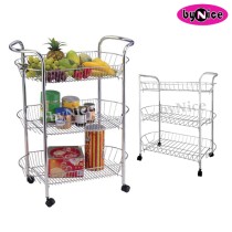 3 Tiers Kitchen Chrome Trolley